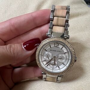 Michael Kors White Bone Silver Watch